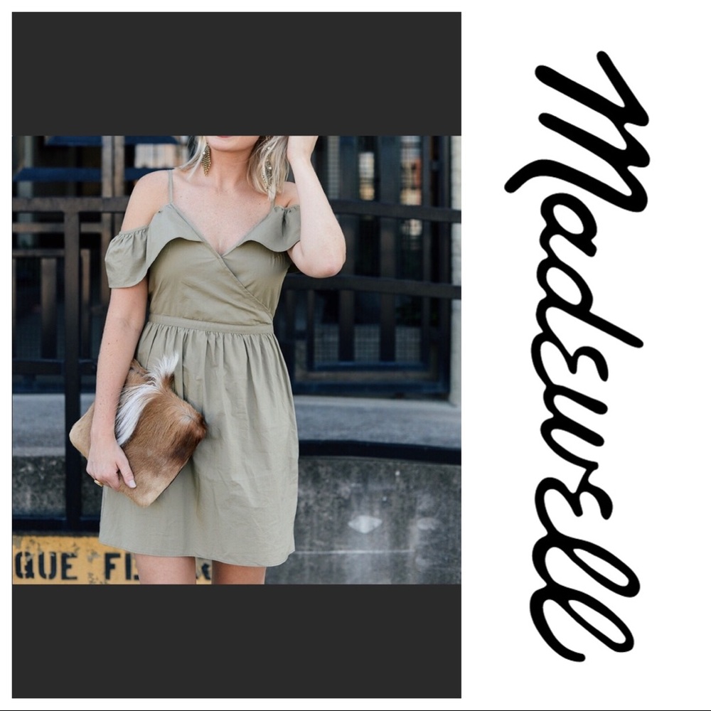 Madewell Khaki Cold Shoulder Dress Size 6 NWOT